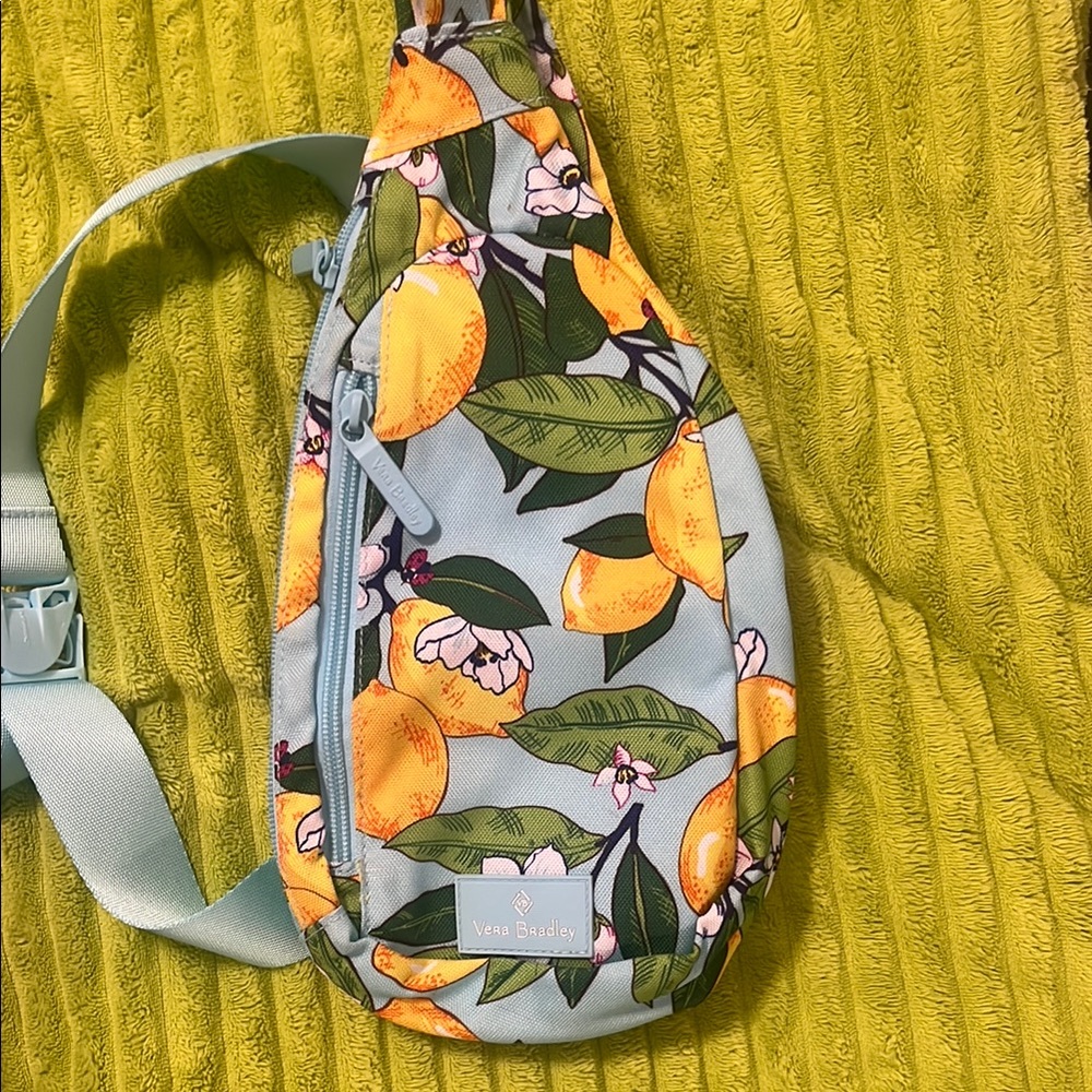 Vera Bradley Blue and Yellow Travel Bag with Tropical Design